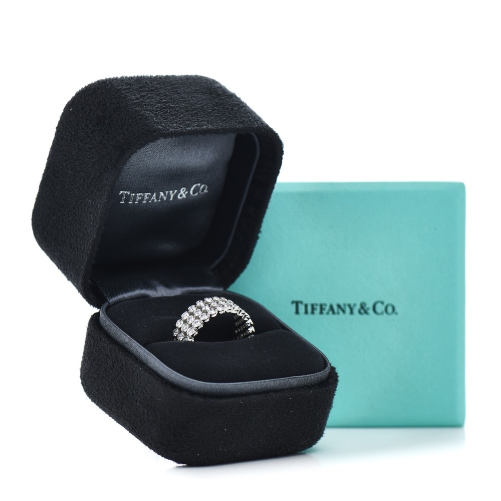 Tiffany & Co Platinum Swing 3-Row Diamond Ring Sz 5